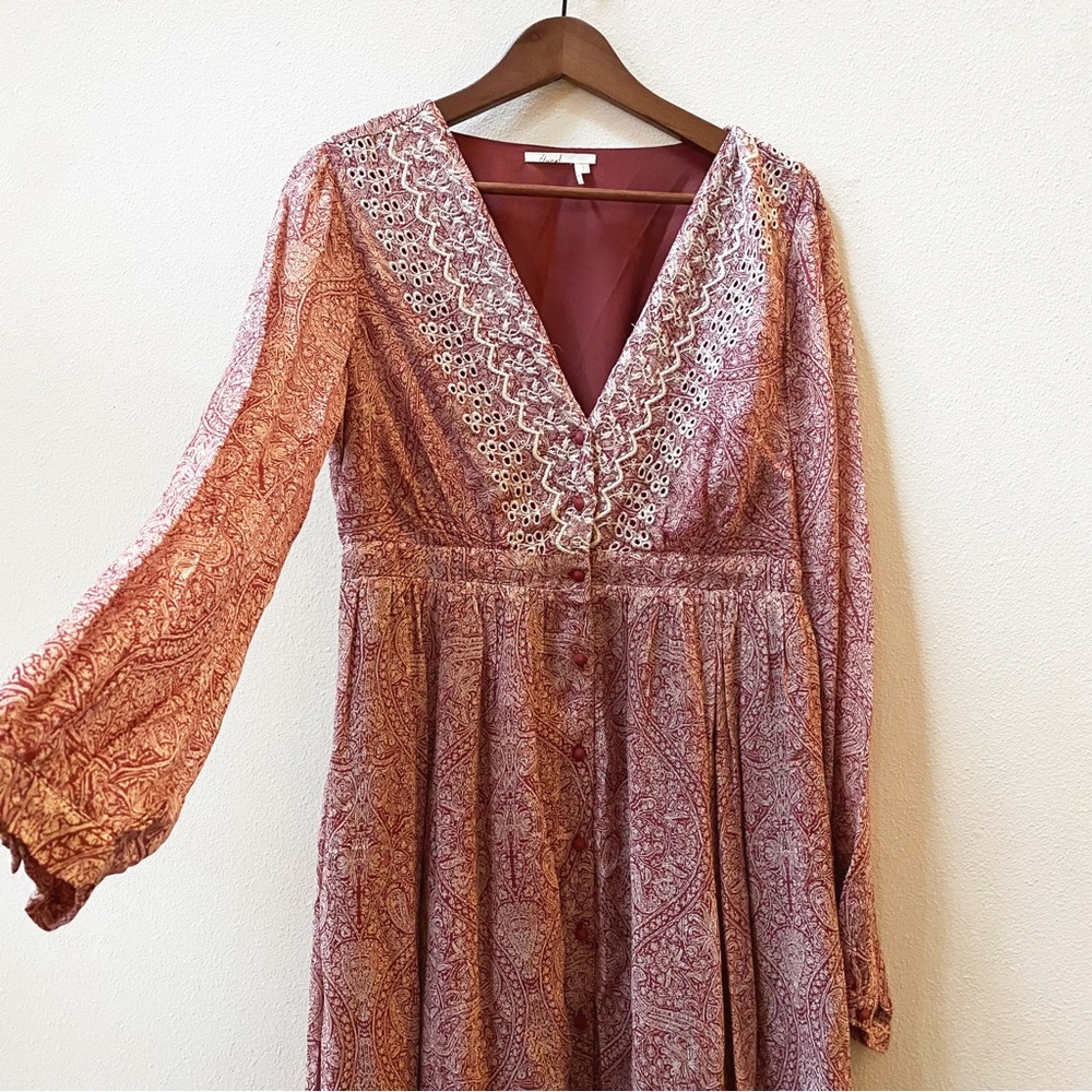 EUC ANTHROPOLOGIE Floreat Long Sleeve Dress with Pockets Size 10